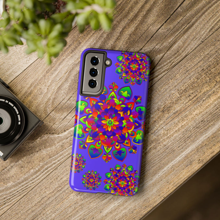 Colorful hand-drawn mandala rainbow design phone case for stylish protection