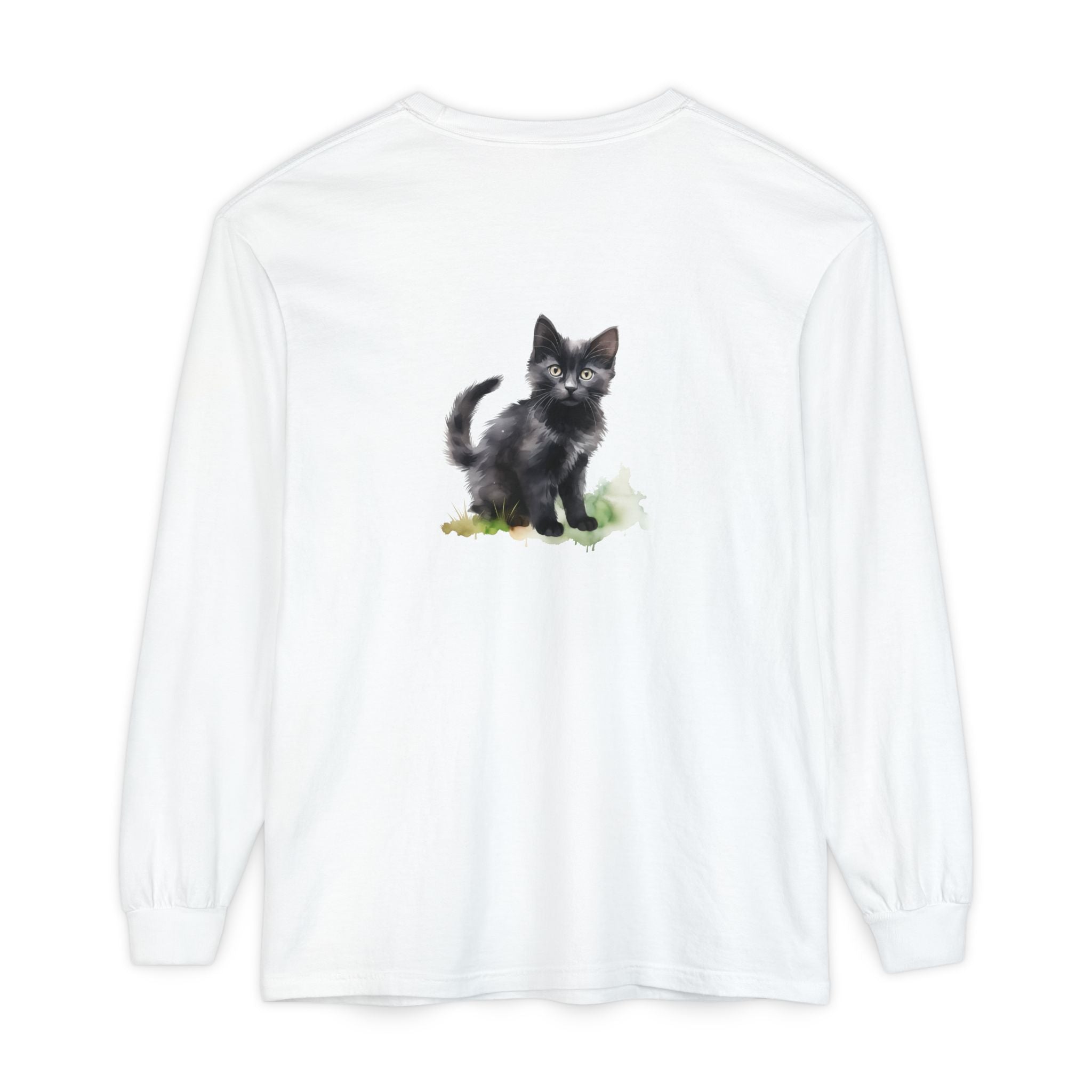 Black Cat Watercolor Long Sleeve T-Shirt