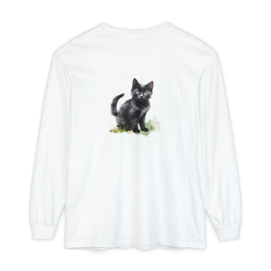 Full Sleeve Tee | Black Cat Watercolor