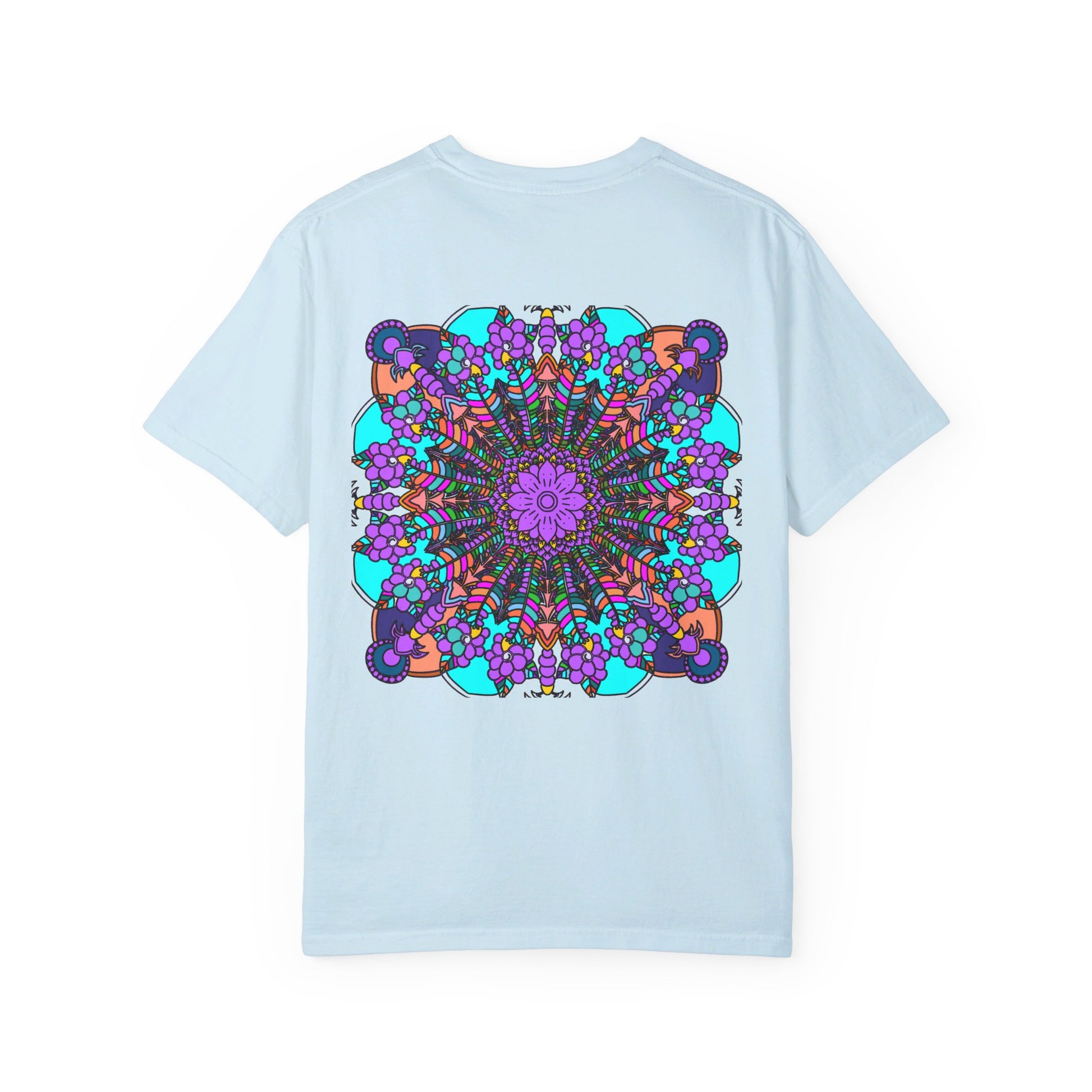 Unisex Mandala T-Shirt featuring intricate hand-drawn mandala art on 100% ring-spun cotton, garment-dyed for extra comfort