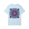 Unisex Mandala T-Shirt featuring intricate hand-drawn mandala art on 100% ring-spun cotton, garment-dyed for extra comfort