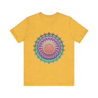 Vibrant and colorful mandala tee with psychedelic design, perfect for adding a pop of color to any outfit