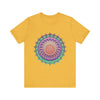 Vibrant and colorful mandala tee with psychedelic design, perfect for adding a pop of color to any outfit