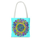 Beautiful and vibrant mandala art tote bag with intricate colorful design