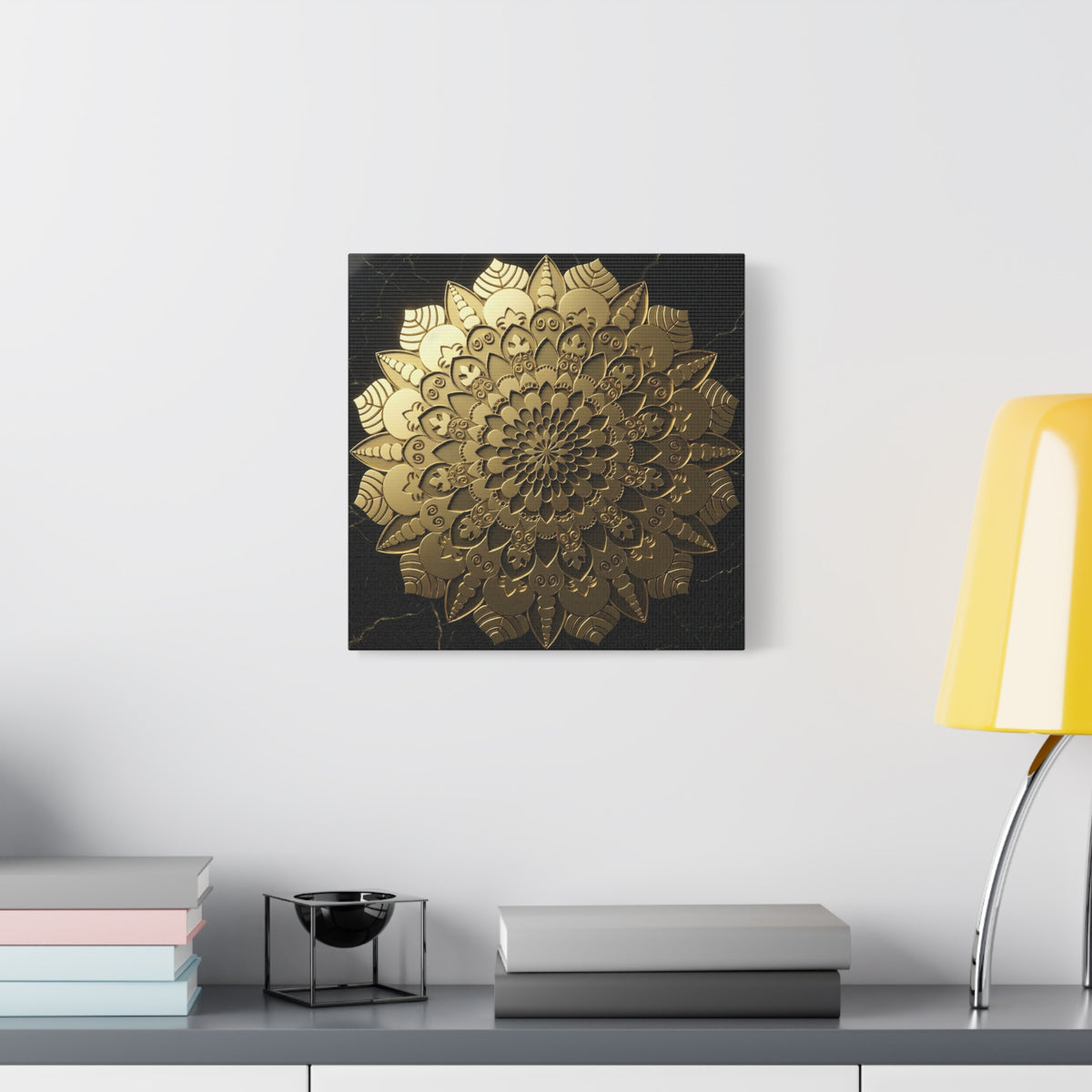 Midnight Mandala Reflection – Stretched Matte Canvas