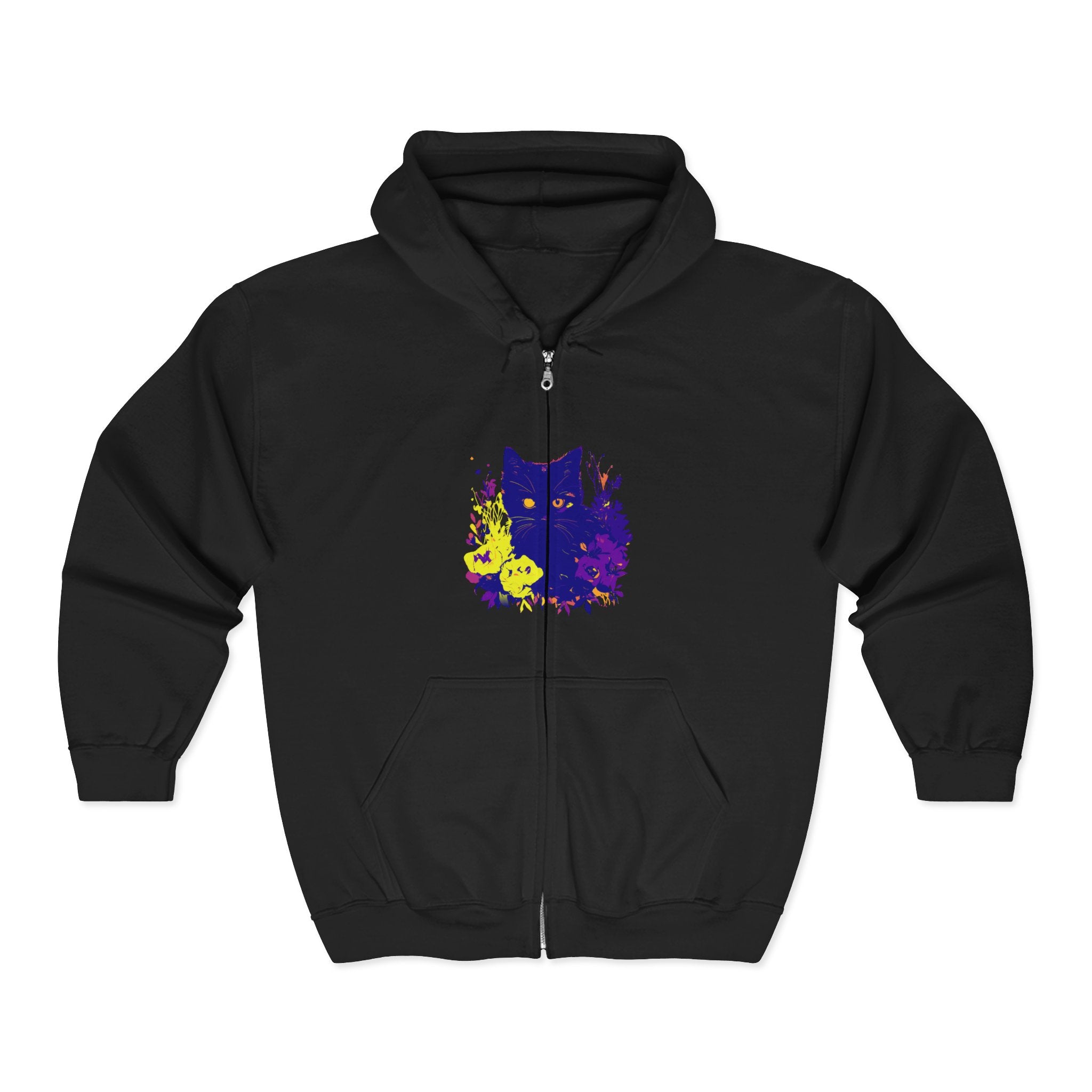 Black Cat Watercolor Hoodie - Mystical Pet Design