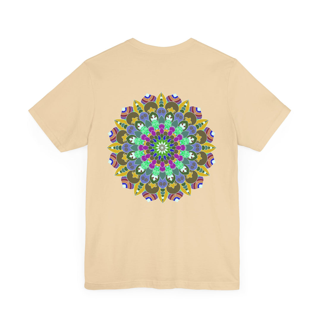 A colorful mandala design on a tee promoting spiritual peace and harmony