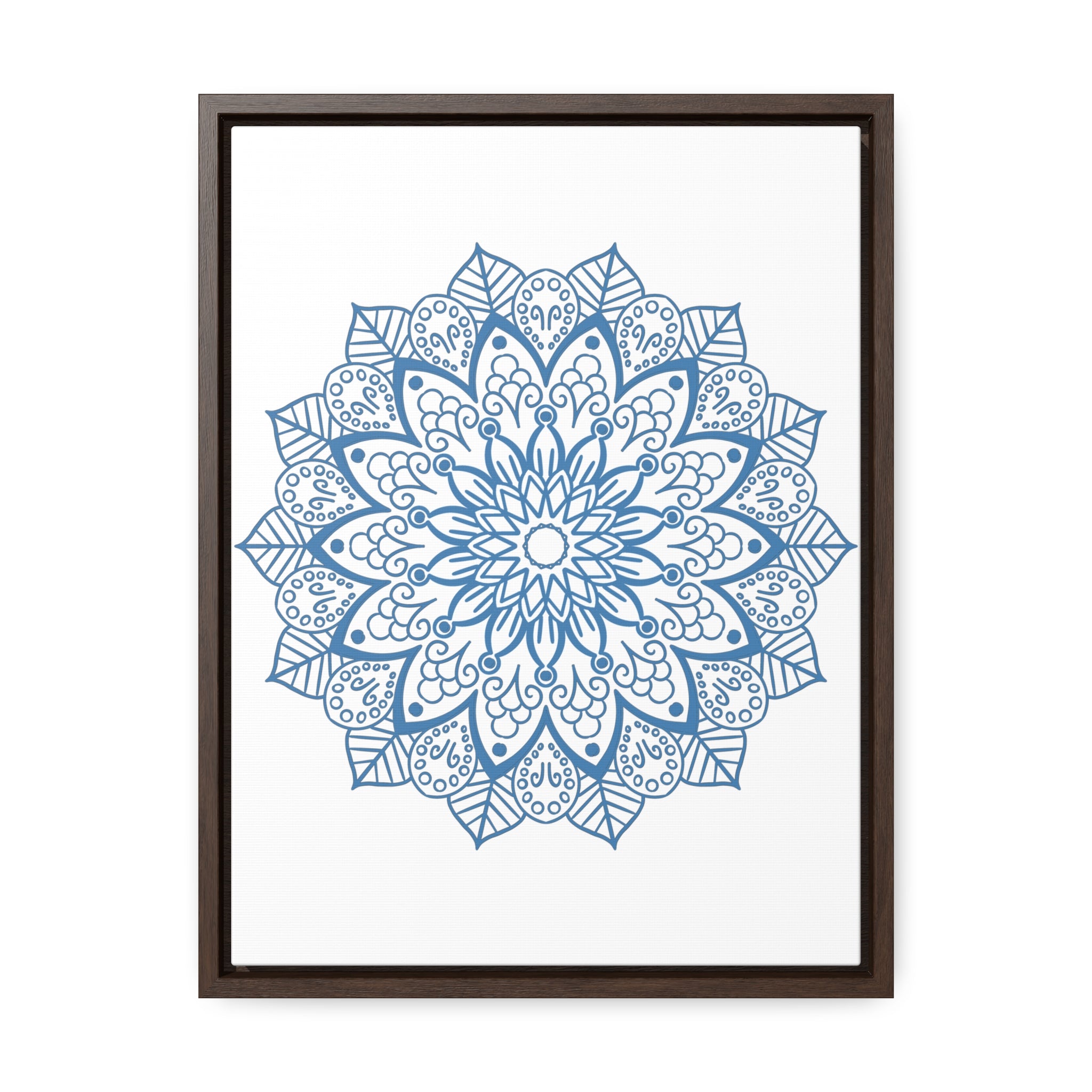 Mandala Handmade Art - Mandala Design Wall Art - Steel Blue - Gallery Canvas Wraps, Vertical Frame - Beautiful handmade steel blue mandala design wall art