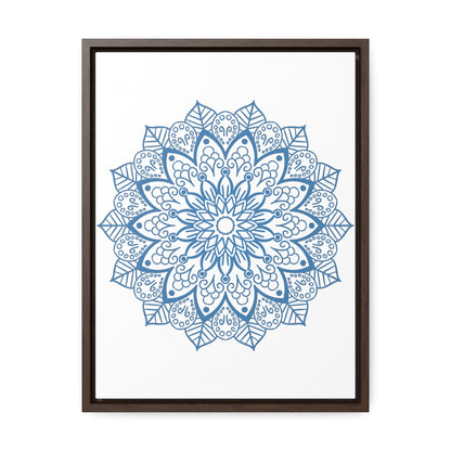 Mandala Handmade Art - Mandala Design Wall Art - Steel Blue - Gallery Canvas Wraps, Vertical Frame - Beautiful handmade steel blue mandala design wall art