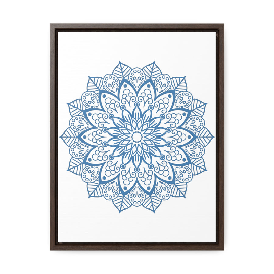 Mandala Handmade Art - Mandala Design Wall Art - Steel Blue - Gallery Canvas Wraps, Vertical Frame - Beautiful handmade steel blue mandala design wall art
