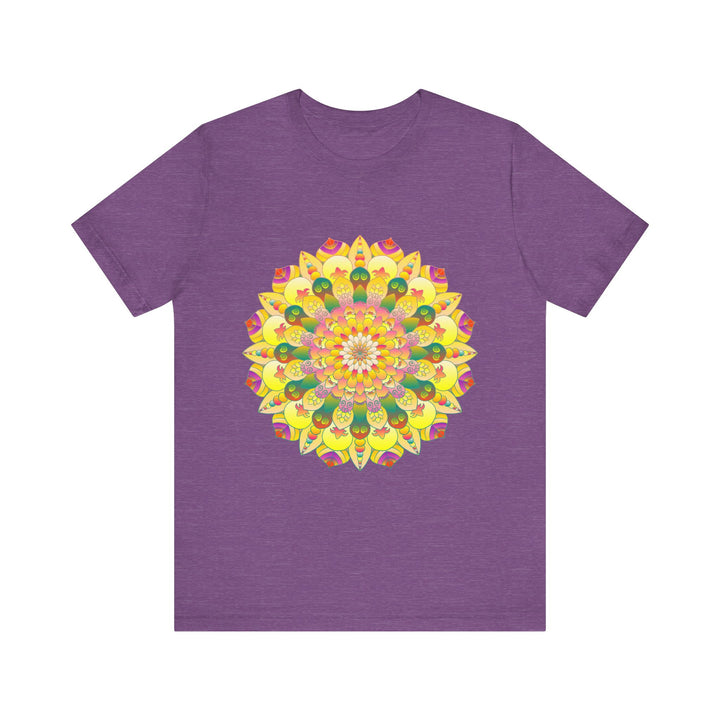 Vibrant Mandala Tee featuring intricate geometric patterns in vibrant colors representing spiritual peace and harmony, perfect for meditation and mindfulness practices