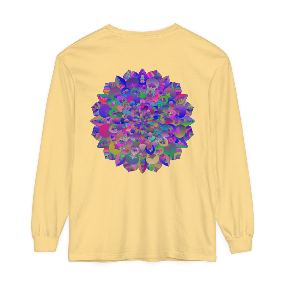 Colorful and intricate mandala design long sleeve t-shirt for a vibrant look