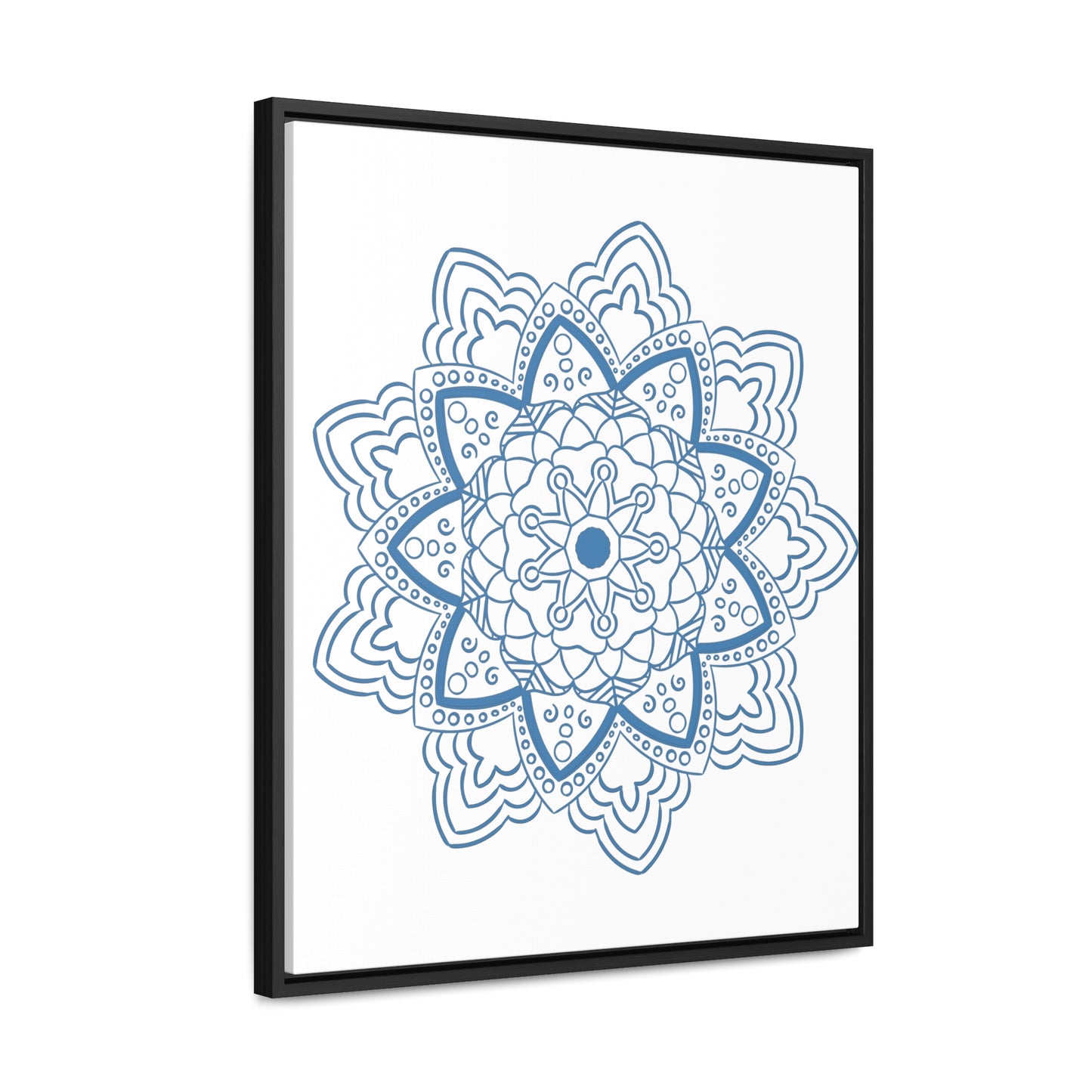 Mandala Handmade Art - Steel Blue Vertical Wall Art Gallery Canvas Wraps