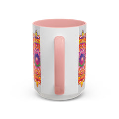 Beautiful handcrafted Mandala Art Mug with vibrant floral design and intricate patterns