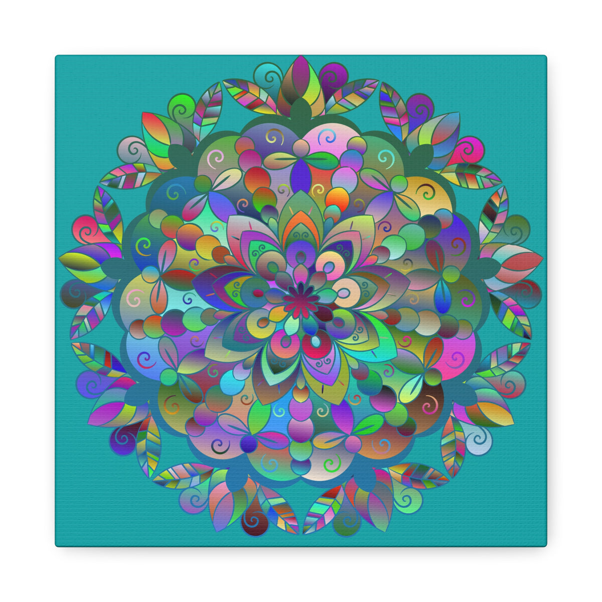 Colorful Floral Mandala Matte Canvas Wall Art — Stretched 1.25"