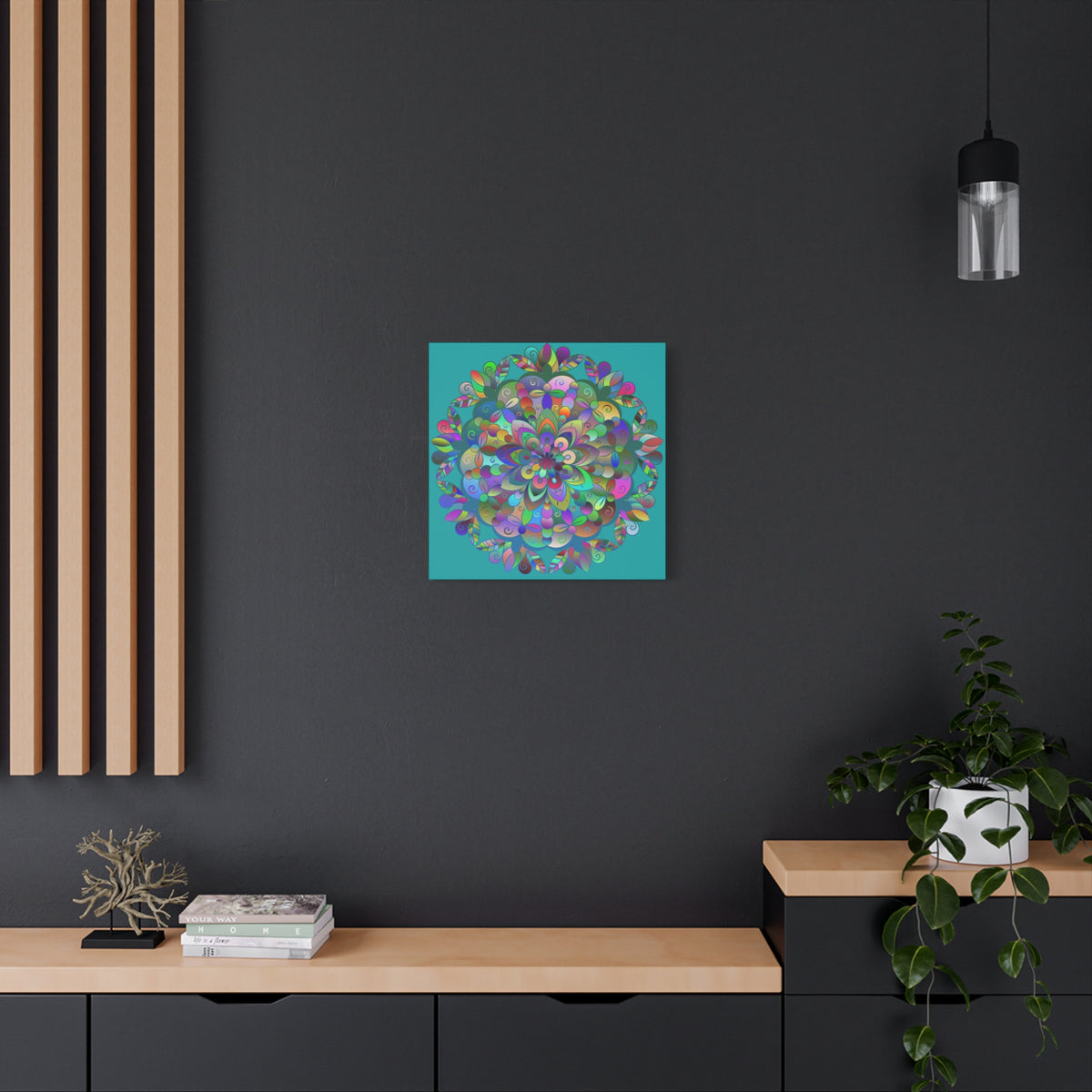 Colorful Floral Mandala Matte Canvas Wall Art — Stretched 1.25"