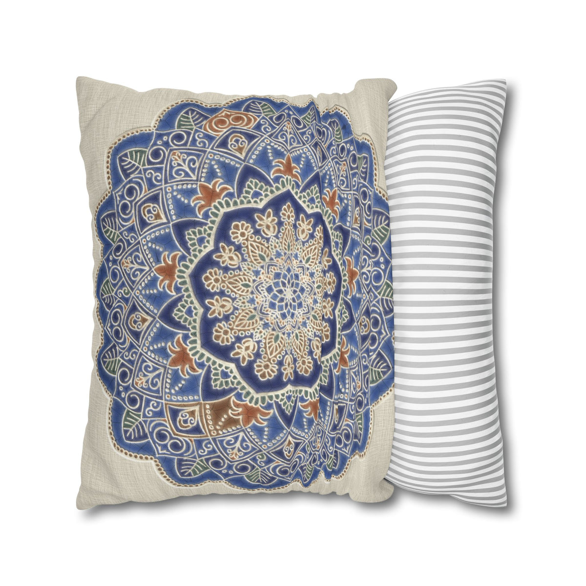 Federe quadrate Mandala blu