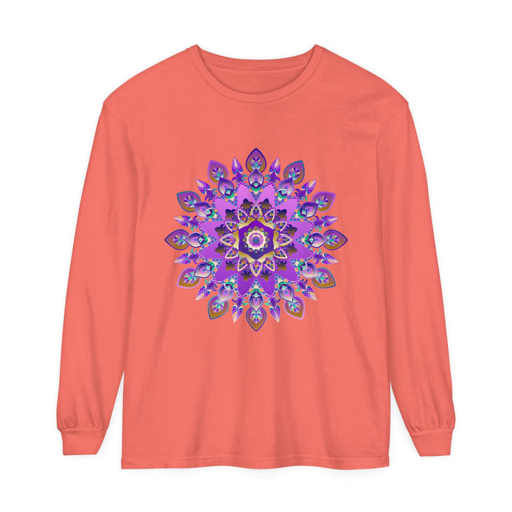 Beautiful purple and gold mandala design long sleeve t-shirt