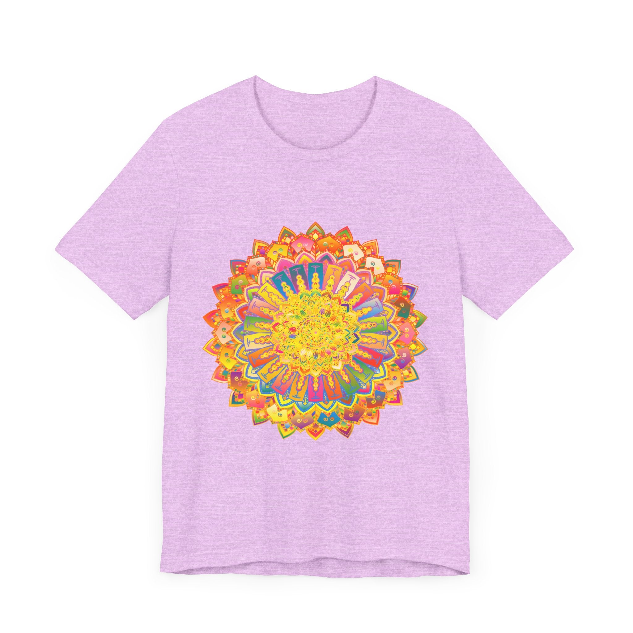 A vibrant and detailed mandala design adorns this peaceful and colorful tee