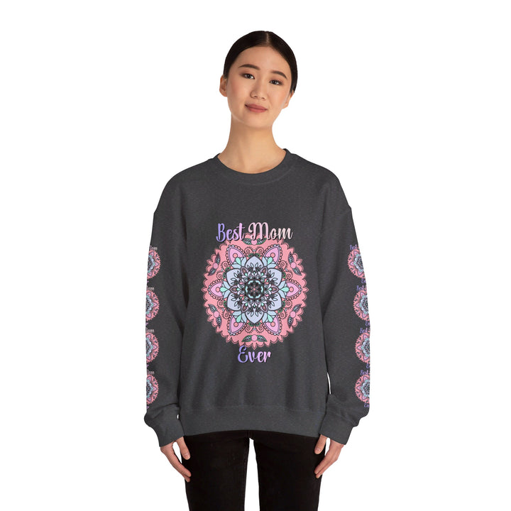 Cozy and stylish unisex crewneck sweatshirt, perfect for mom's birthday gift, with 'Best Mom Ever' design