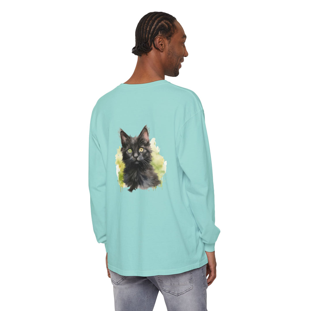 Black Kitten Watercolor Long Sleeve Tee