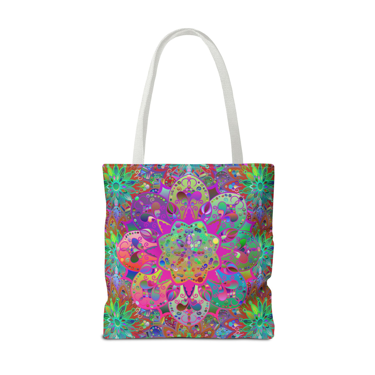 Psychedelic Mandala Tote Bag — Colorful Boho All-Over Print Tote