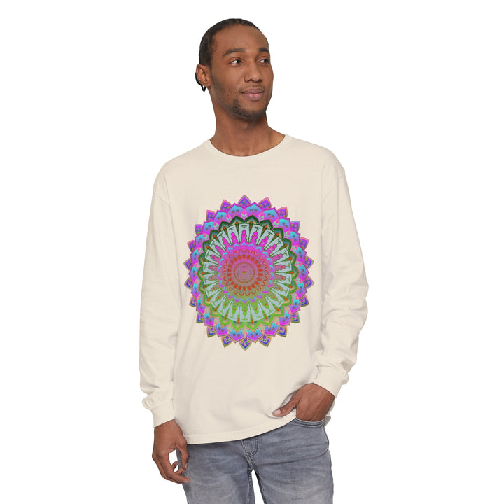 Soft and comfortable unisex long sleeve t-shirt showcasing a beautiful and intricate mandala