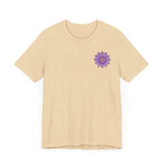 Vibrant purple mandala t-shirt featuring intricate design for spiritual peace and harmony, perfect for expressing inner tranquility and positive energy