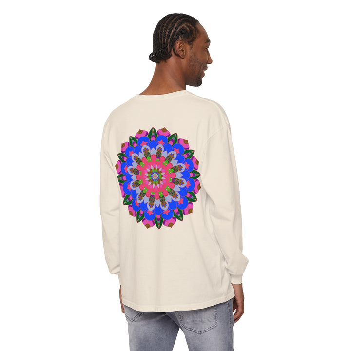 Colorful Mandala Long Sleeve T-Shirt with Detailed Illustration