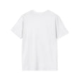 A close-up image of a white t-shirt with a colorful floral garland design, featuring the words Breathe in Peace Exhale Stress