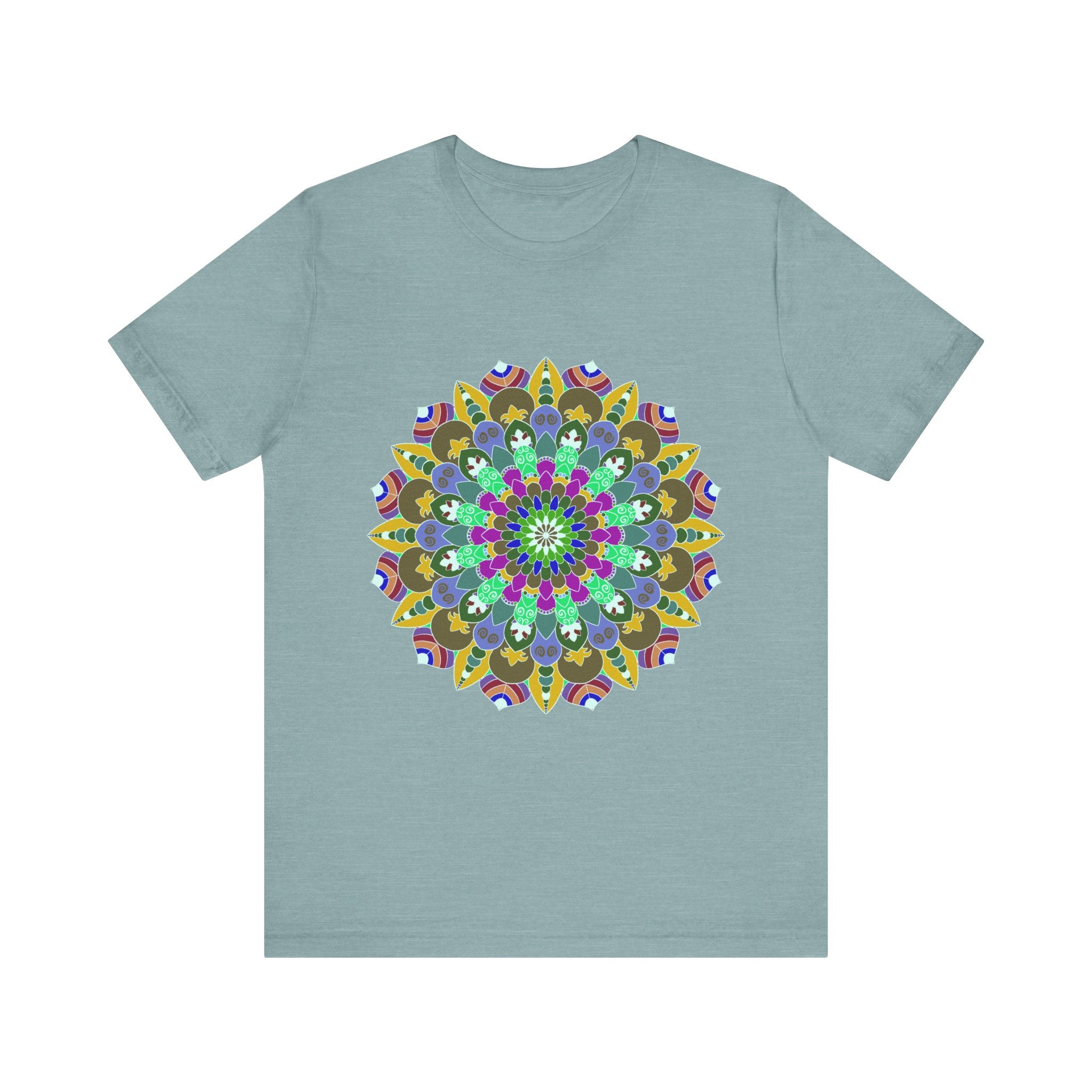 Colorful Mandala Peace T-Shirt featuring intricate spiritual art design and vibrant colors