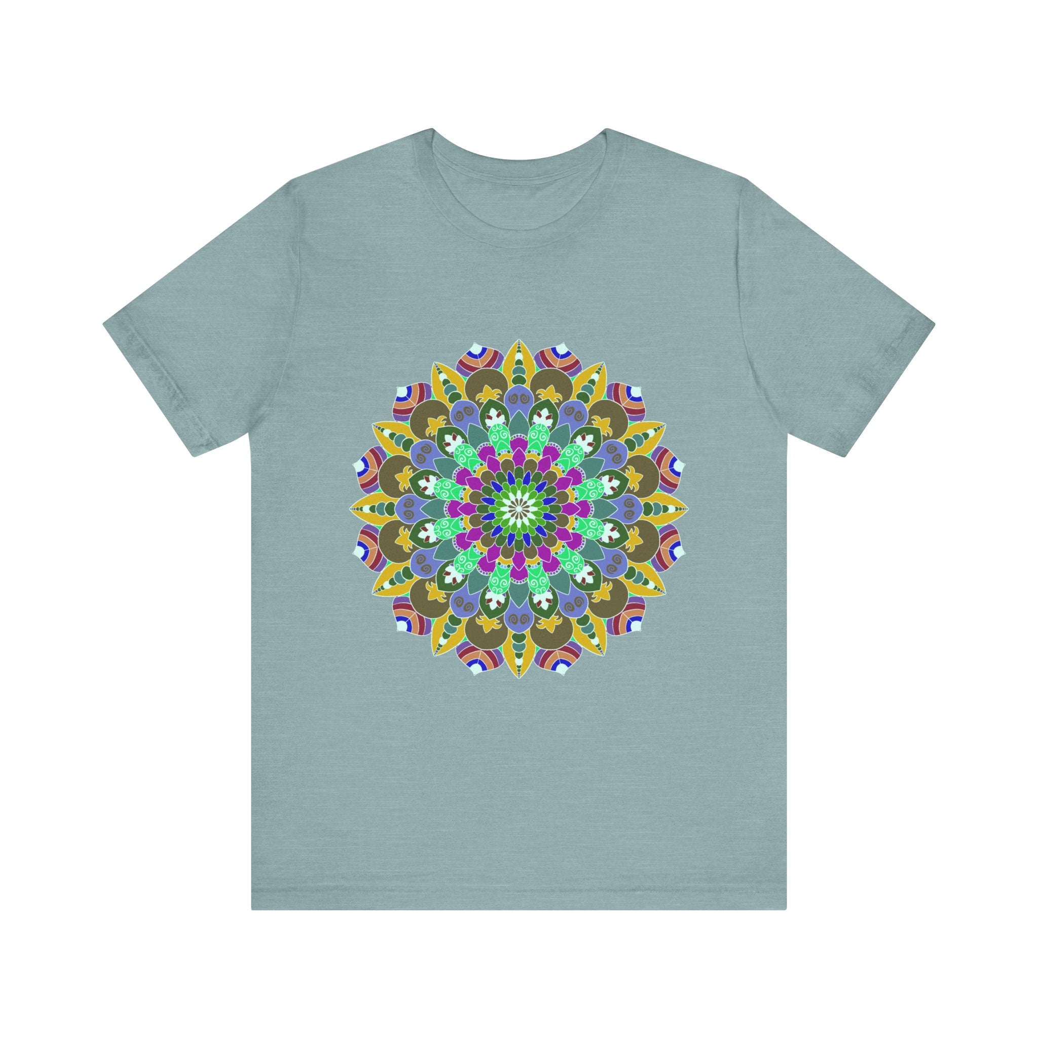 Colorful Mandala Peace T-Shirt featuring intricate spiritual art design and vibrant colors