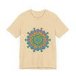 Vibrant Mandala Tee featuring a circular floral design with intricate and colorful patterns, perfect for adding a pop of art to your wardrobe