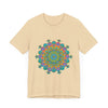 Vibrant Mandala Tee featuring a circular floral design with intricate and colorful patterns, perfect for adding a pop of art to your wardrobe