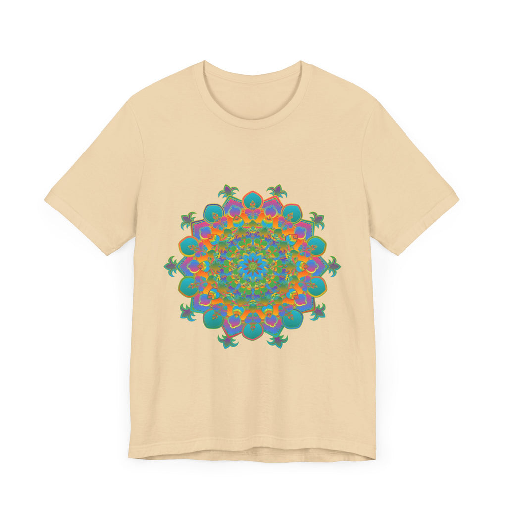 Vibrant Mandala Tee featuring a circular floral design with intricate and colorful patterns, perfect for adding a pop of art to your wardrobe