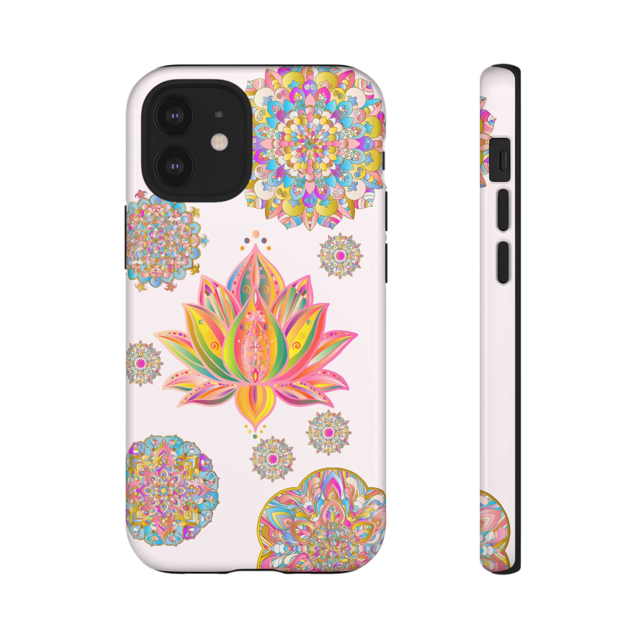 Beautiful light pink lotus flower mandala design phone case for stylish protection