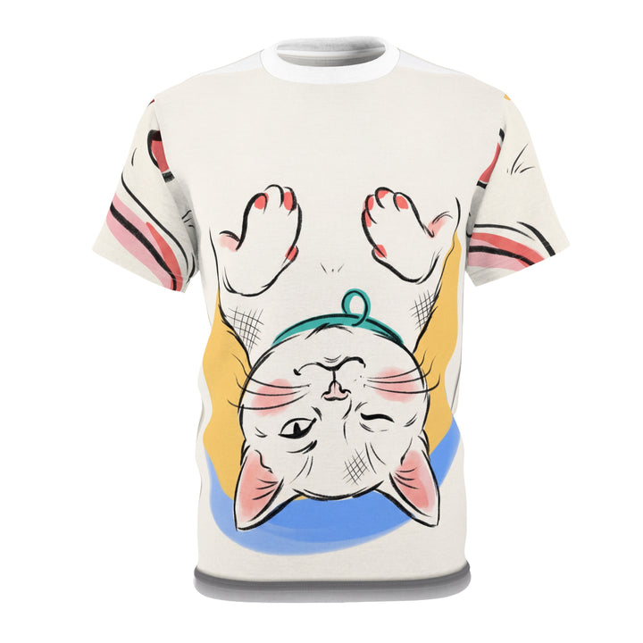 Introvert Cat Tee — Cropped Cozy Line Art