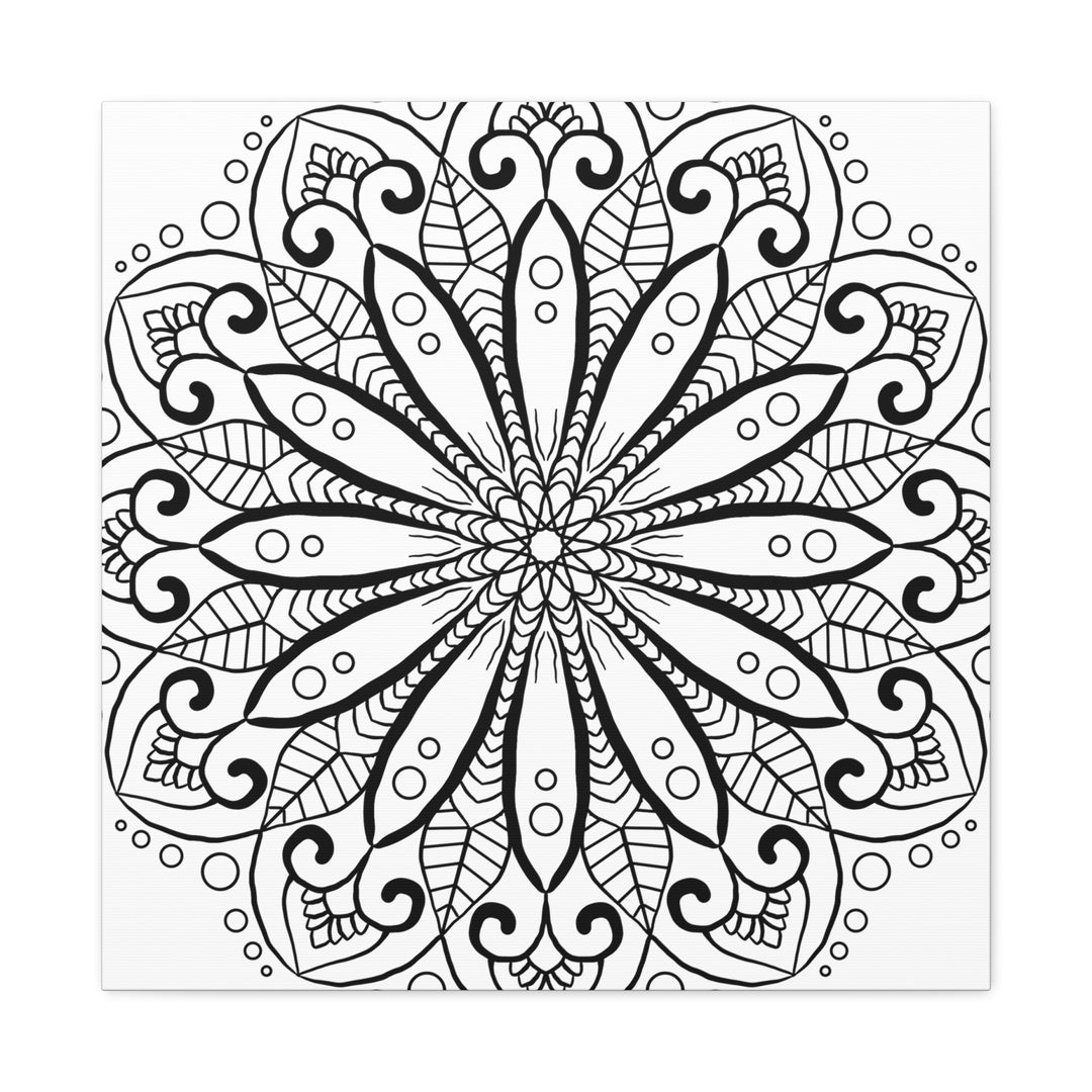 Stretched Mandala Art for Wall Decor in Black & White