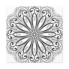 Stretched Mandala Art for Wall Decor in Black & White