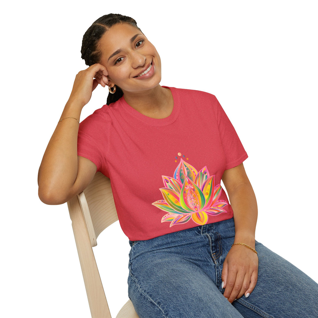 Lotus Mandala Unisex T-Shirt featuring a hand-drawn unique design by Blululi