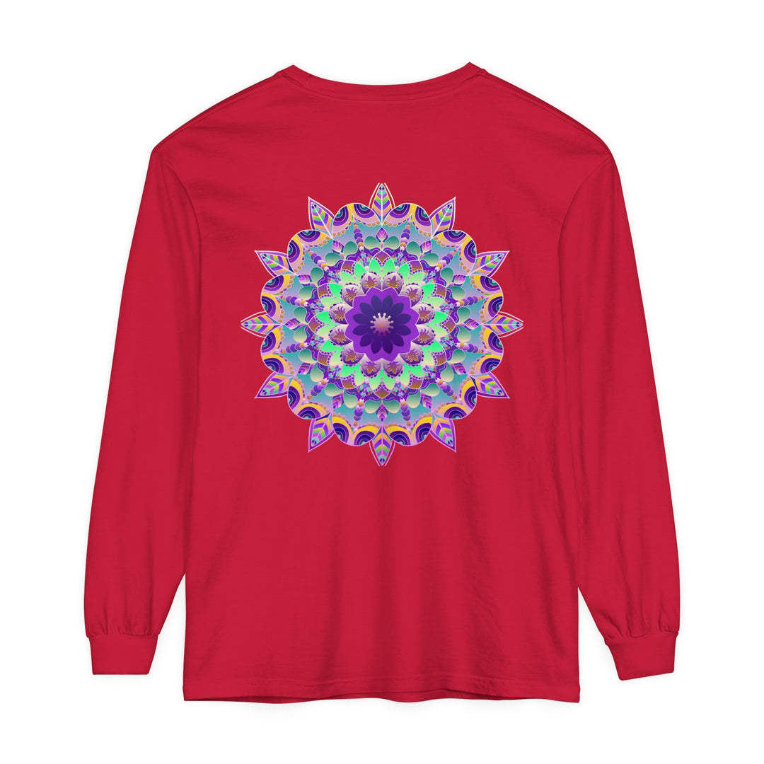 Colorful psychedelic mandala design long sleeve t-shirt for men and women