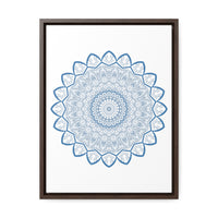 Vertical Frame of Mandala Handmade Art with Steel Blue Design