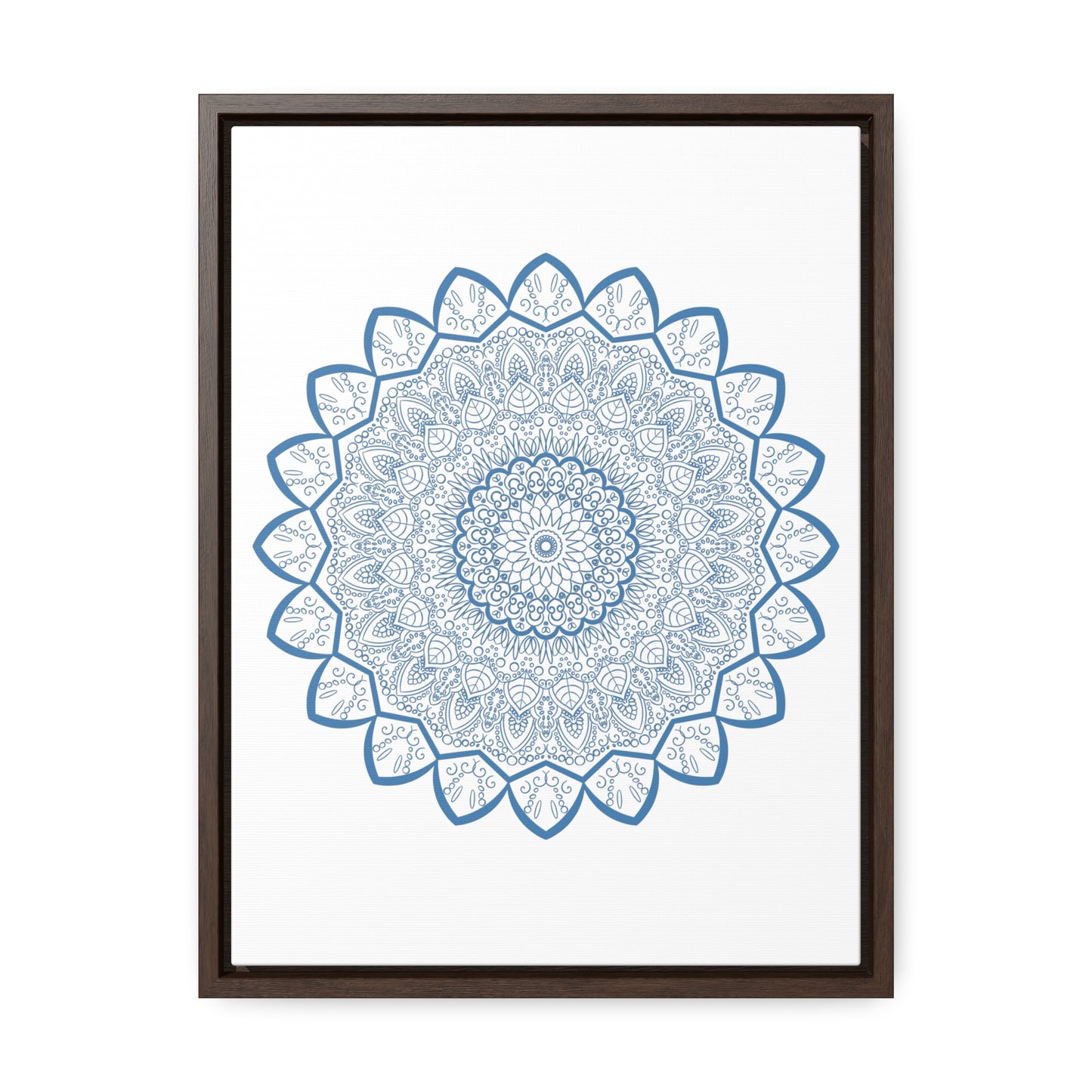 Vertical Frame of Mandala Handmade Art with Steel Blue Design