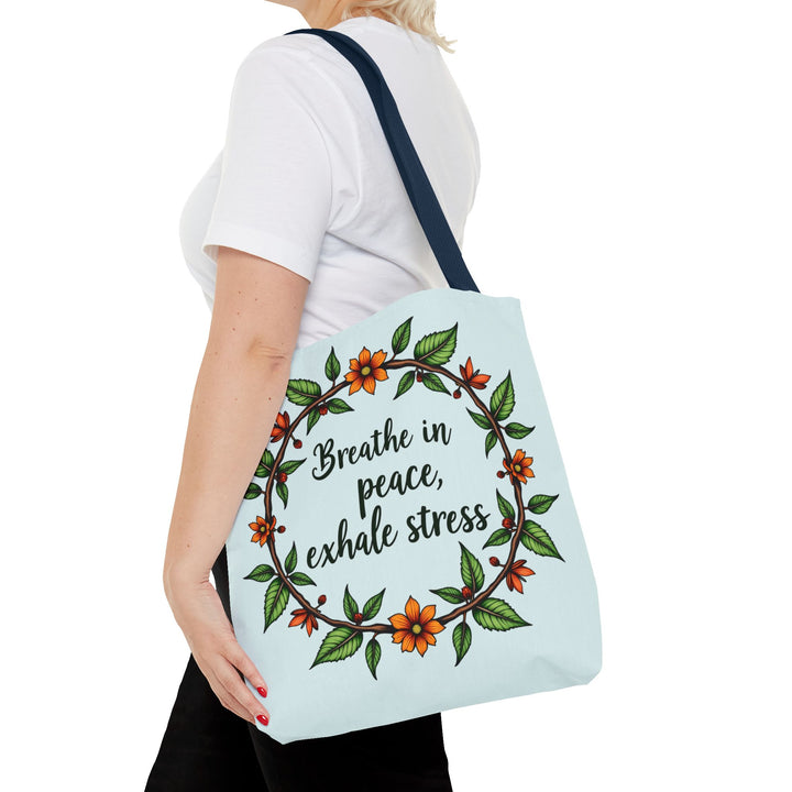 A beautiful and stylish tote bag featuring a serene flower crown design