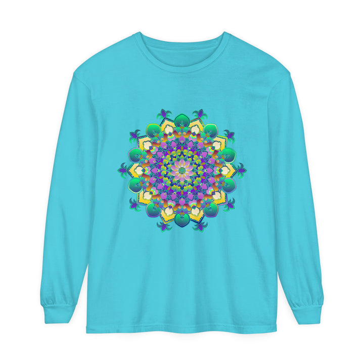 Colorful Intricate Mandala Design Long Sleeve T-Shirt for Boho Chic Style