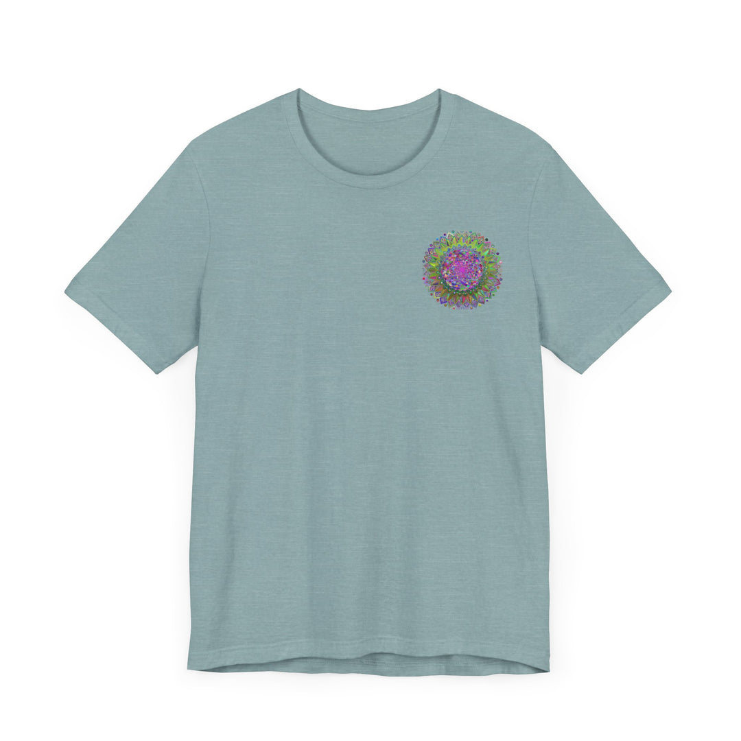 Alt text: Beautiful mandala tee featuring intricate spiritual patterns promoting peace and harmony