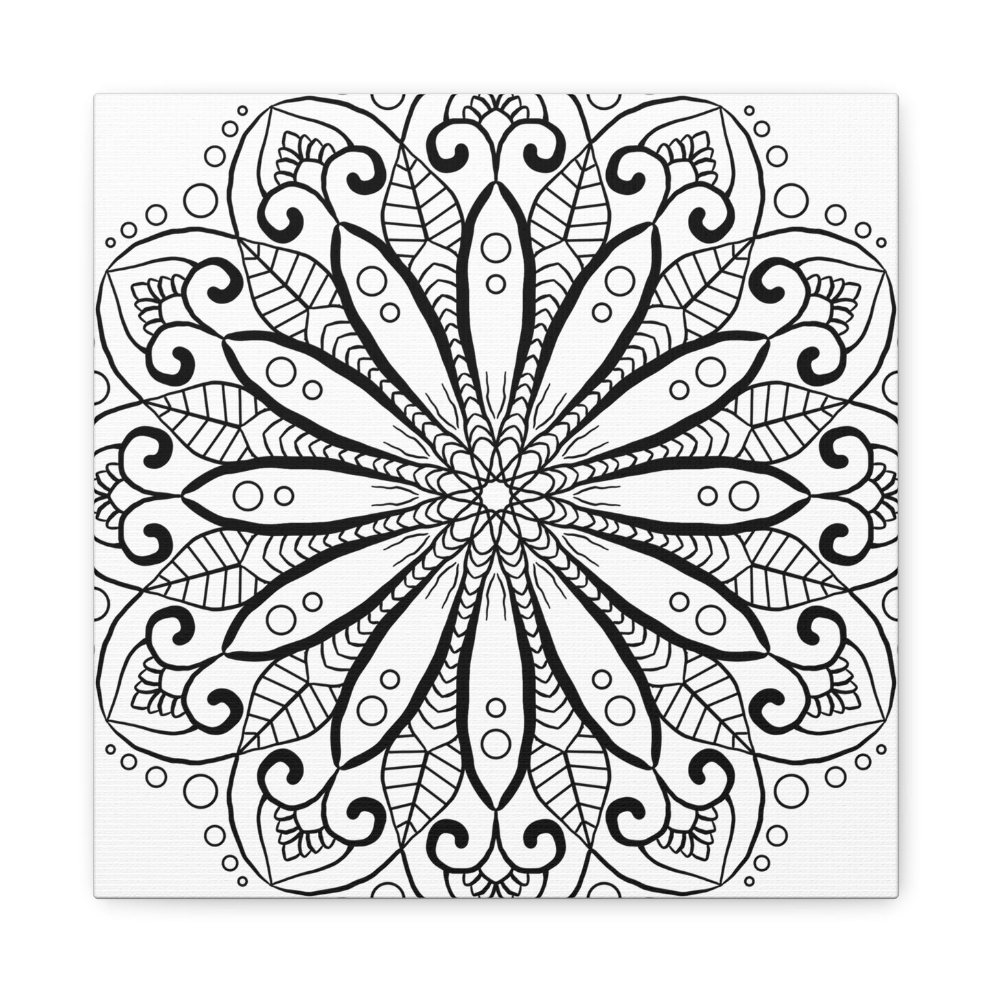 Handmade Mandala Art - Black & White Wall Art - Matte Canvas, Stretched, 125 alt text 2