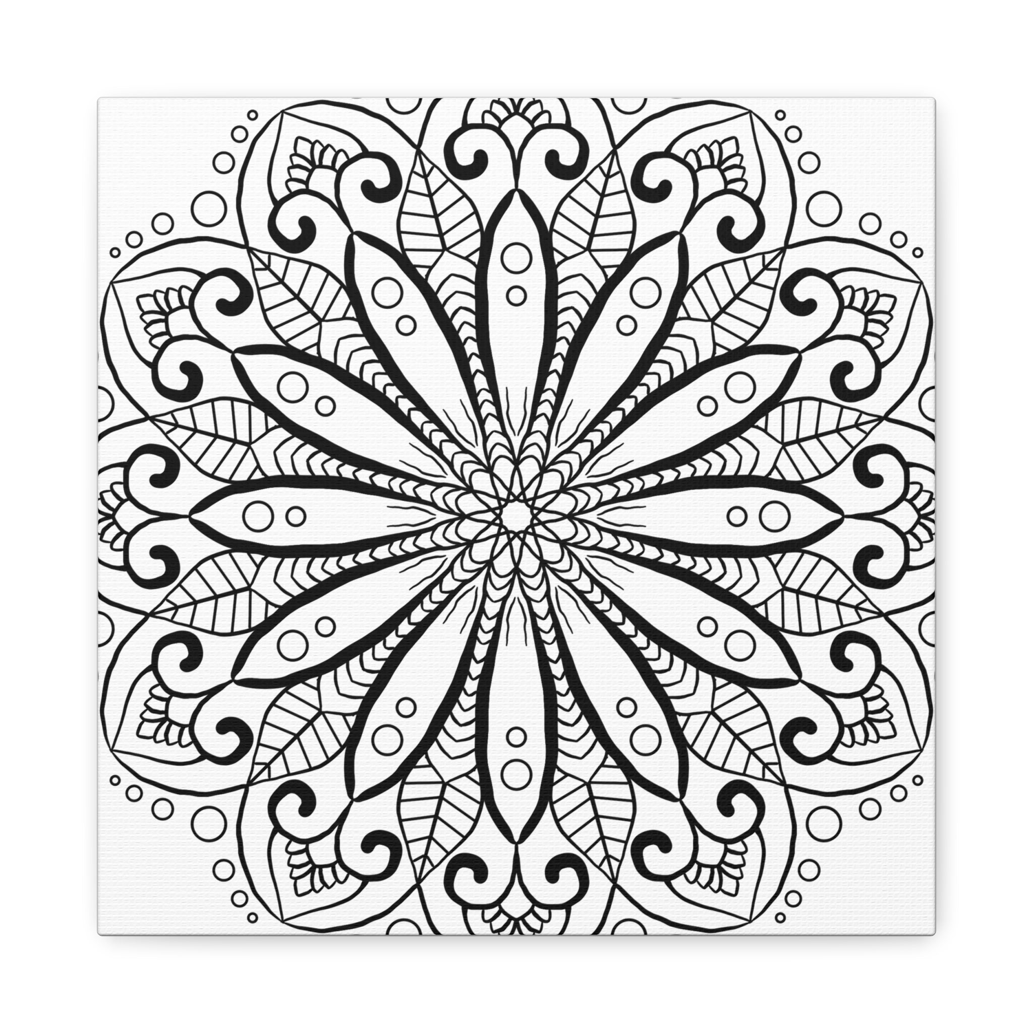 Handmade Mandala Art - Black & White Wall Art - Matte Canvas, Stretched, 125 alt text 2