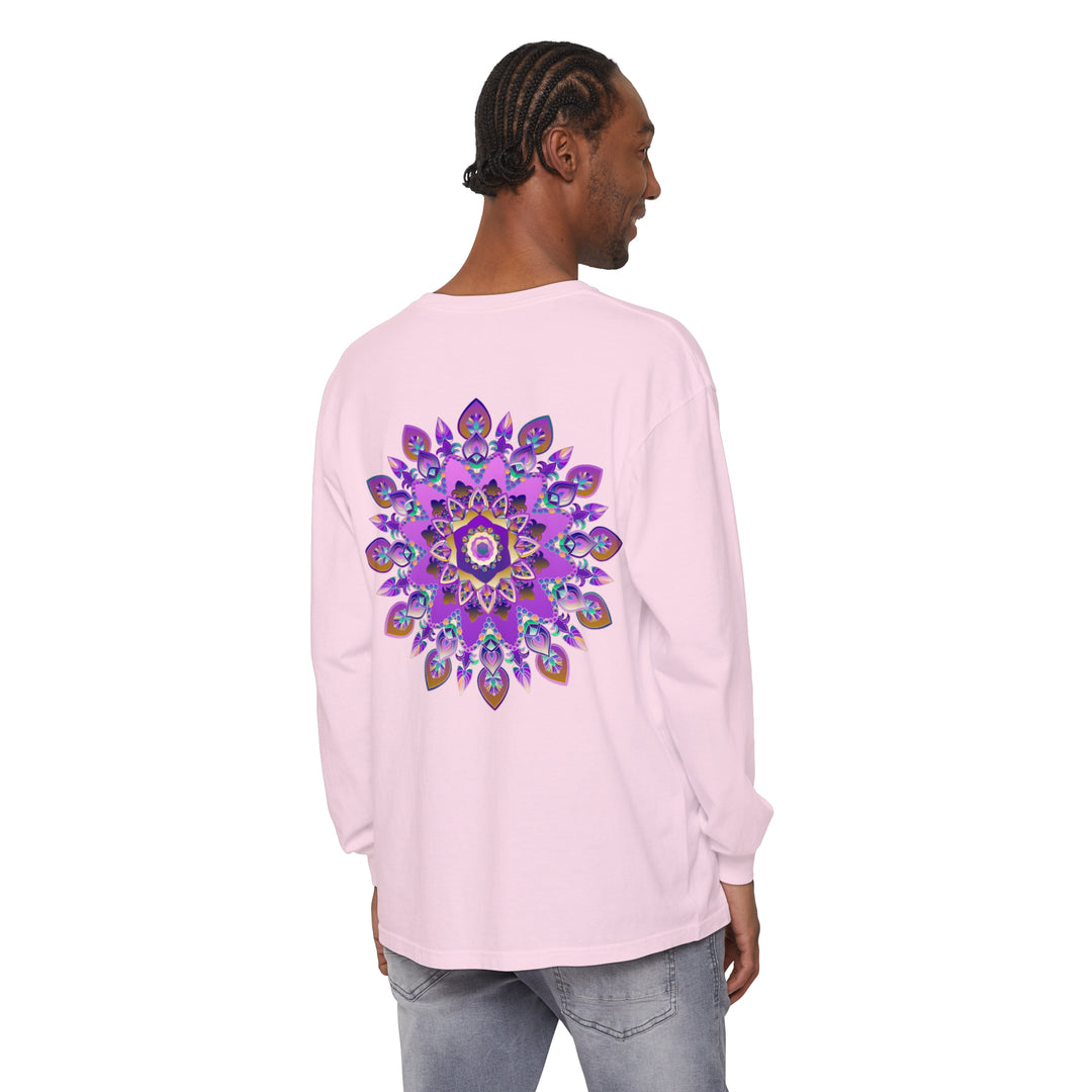 Beautiful purple and gold mandala design long sleeve t-shirt for women