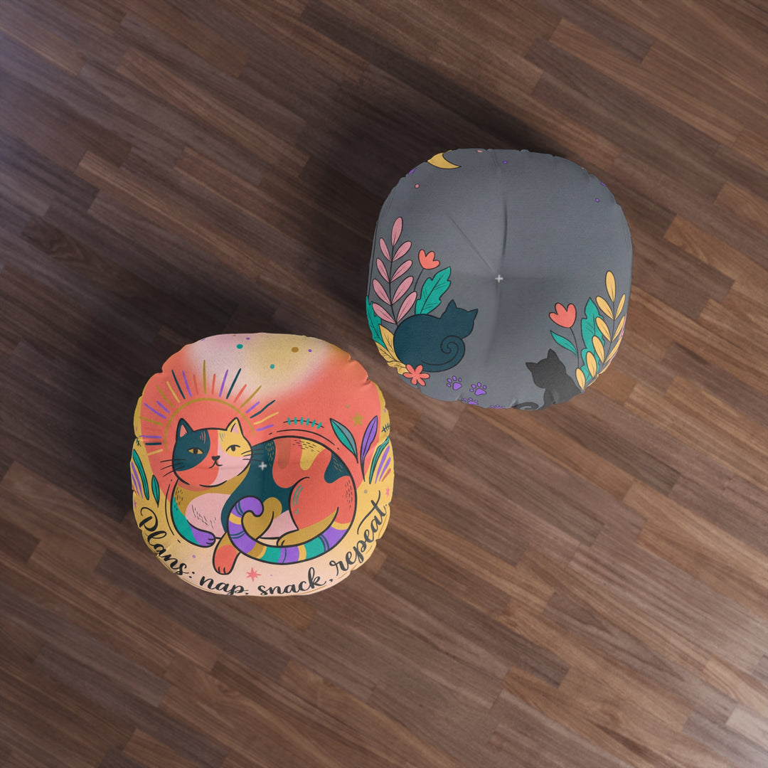 Cozy Cat Nap Floor Pillow - Boho Cat Cushion